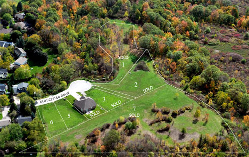 An aerial view of the Ravines of Gloucester, click here for detailed plot plan. 